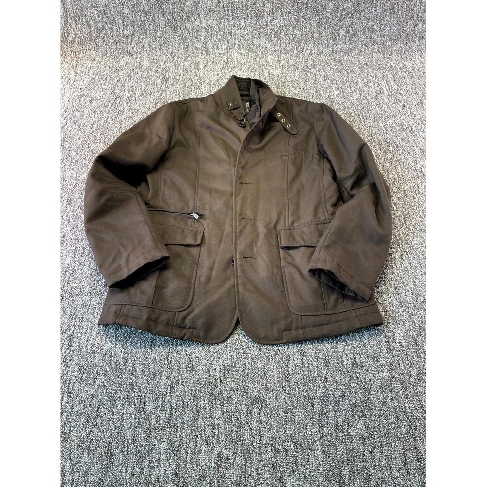 Piazza Italia Field Jacket/Coat Men's Medium Brown Full Zip Button Front Travel